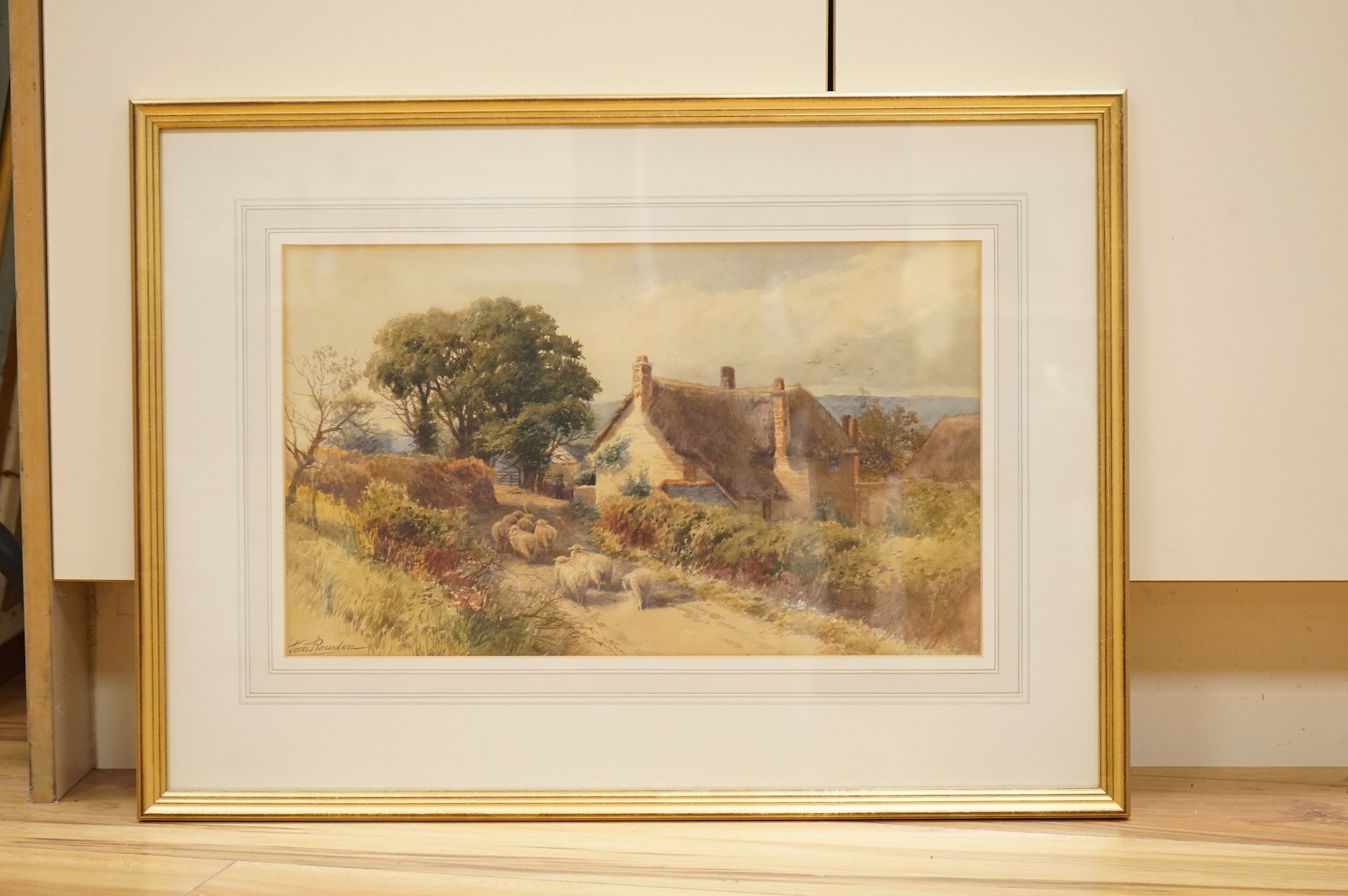 Tom Rowden (1842-1926), 'Teigh Harvey Farm, Near Shaldon, Teignmouth', signed, watercolour, 26 x 42cm